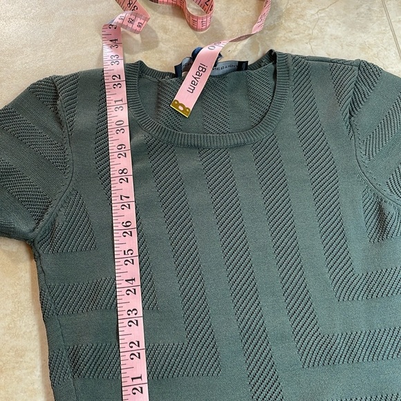 French Connection Women’s Dress Bodycon Short Sleeve Knit Stretch Green Size 2 - Picture 12 of 14